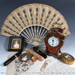 Stunning Antique French Palais Royal Bedside or Desk Clock in Tortoise Shell, Works! Napoléon III
