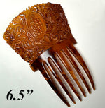 Rare Hand Carved Antique Blond Tortoise Shell Tiara #1, Ornamental Comb, Mantilla, Napoléon III French