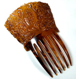 Rare Hand Carved Antique Blond Tortoise Shell Tiara #1, Ornamental Comb, Mantilla, Napoléon III French