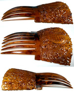 Rare Hand Carved Antique Blond Tortoise Shell Tiara #1, Ornamental Comb, Mantilla, Napoléon III French