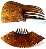 Rare Hand Carved Antique Blond Tortoise Shell Tiara #1, Ornamental Comb, Mantilla, Napoléon III French