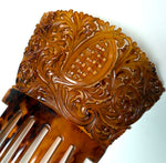 Rare Hand Carved Antique Blond Tortoise Shell Tiara #1, Ornamental Comb, Mantilla, Napoléon III French