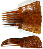 Rare Hand Carved Antique Blond Tortoise Shell Tiara #1, Ornamental Comb, Mantilla, Napoléon III French