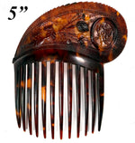 Superb Hand Carved Antique Tortoise Shell Tiara #3, Ornamental Comb, Mantilla, Napoléon III French