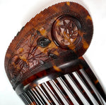 Superb Hand Carved Antique Tortoise Shell Tiara #3, Ornamental Comb, Mantilla, Napoléon III French