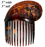 Superb Hand Carved Antique Tortoise Shell Tiara #3, Ornamental Comb, Mantilla, Napoléon III French