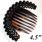 Unique Bead-like Hand Carved Antique Tortoise Shell Tiara #4, Ornamental Comb,  Napoléon III French