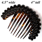 Unique Bead-like Hand Carved Antique Tortoise Shell Tiara #4, Ornamental Comb,  Napoléon III French