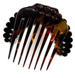 Unique Bead-like Hand Carved Antique Tortoise Shell Tiara #4, Ornamental Comb,  Napoléon III French