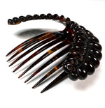 Unique Bead-like Hand Carved Antique Tortoise Shell Tiara #4, Ornamental Comb,  Napoléon III French