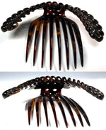Unique Bead-like Hand Carved Antique Tortoise Shell Tiara #4, Ornamental Comb,  Napoléon III French