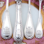 Antique French Sterling Silver 4pc Flatware Setting for One, Crown-Top Armorial Crests
