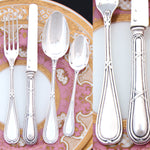 Antique French Sterling Silver 4pc Flatware Setting for One, Crown-Top Armorial Crests