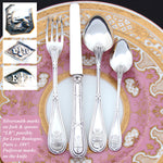 Antique French Sterling Silver 4pc Flatware Setting for One, Crown-Top Armorial Crests