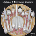 Antique French Sterling Silver 4pc Flatware Setting for One, Crown-Top Armorial Crests