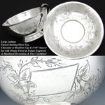 Antique French Sterling Silver Chocolate, Bouillon, Coffe or Tea Cup & Saucer, Bellflowers & Foliage