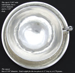 Antique French Sterling Silver Chocolate, Bouillon, Coffe or Tea Cup & Saucer, Bellflowers & Foliage