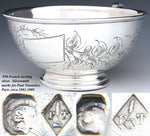 Antique French Sterling Silver Chocolate, Bouillon, Coffe or Tea Cup & Saucer, Bellflowers & Foliage