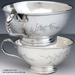 Antique French Sterling Silver Chocolate, Bouillon, Coffe or Tea Cup & Saucer, Bellflowers & Foliage