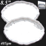 PAIR of Heavy Antique Dutch Hallmarked .800 to Sterling Silver 8.5" Trays, Serpentine Borders