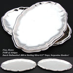 PAIR of Heavy Antique Dutch Hallmarked .800 to Sterling Silver 8.5" Trays, Serpentine Borders