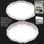 PAIR of Heavy Antique Dutch Hallmarked .800 to Sterling Silver 8.5" Trays, Serpentine Borders
