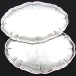 PAIR of Heavy Antique Dutch Hallmarked .800 to Sterling Silver 8.5" Trays, Serpentine Borders