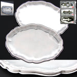 PAIR of Heavy Antique Dutch Hallmarked .800 to Sterling Silver 8.5" Trays, Serpentine Borders