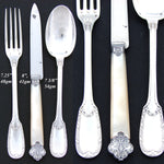 Antique French Sterling Silver 3pc Flatware Setting for One, Mother of Pearl Handle Cardeilhac Knife