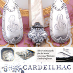 Antique French Sterling Silver 3pc Flatware Setting for One, Mother of Pearl Handle Cardeilhac Knife