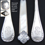 Antique French Puiforcat Sterling Silver 3pc Flatware Setting for One, Mother of Pearl Handle Cardeilhac Knife