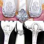 Antique French Puiforcat Sterling Silver 3pc Flatware Setting for One, Mother of Pearl Handle Cardeilhac Knife