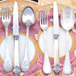 Antique French Puiforcat Sterling Silver 3pc Flatware Setting for One, Mother of Pearl Handle Cardeilhac Knife