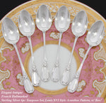 Antique French Sterling Silver 6pc Teaspoon Set, Louis XVI Acanthus Pattern in Box
