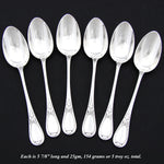 Antique French Sterling Silver 6pc Teaspoon Set, Louis XVI Acanthus Pattern in Box