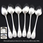 Antique French Sterling Silver 6pc Teaspoon Set, Louis XVI Acanthus Pattern in Box