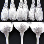 Antique French Sterling Silver 6pc Teaspoon Set, Louis XVI Acanthus Pattern in Box