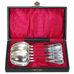 Antique French Sterling Silver 6pc Teaspoon Set, Louis XVI Acanthus Pattern in Box