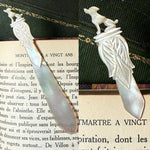 Charming Antique Petit Hand Carved Mother of Pearl French Palais Royal Book Mark
