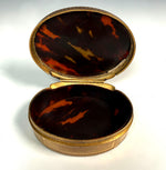 Antique French Dore Bronze Snuff Box with Portrait Miniature, Like Marie-Antoinette w Big Hat