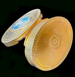 Antique French Dore Bronze Snuff Box with Portrait Miniature, Like Marie-Antoinette w Big Hat