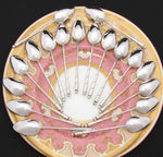Antique French Sterling Silver & 18k Gold Vermeil 18pc Teaspoon or Dessert Spoon Set, Orig. Box
