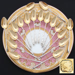 Antique French Sterling Silver & 18k Gold Vermeil 18pc Teaspoon or Dessert Spoon Set, Orig. Box