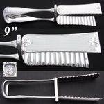 Antique French Sterling Silver 9" Asparagus or Pastry Tongs, Ornate Guilloche Style Pattern