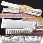 Antique French Sterling Silver 9" Asparagus or Pastry Tongs, Ornate Guilloche Style Pattern