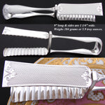 Antique French Sterling Silver 9" Asparagus or Pastry Tongs, Ornate Guilloche Style Pattern