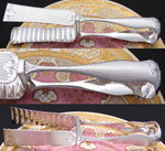 Antique French Sterling Silver 9" Asparagus or Pastry Tongs, Ornate Guilloche Style Pattern