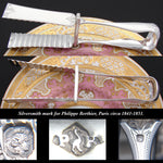 Antique French Sterling Silver 9" Asparagus or Pastry Tongs, Ornate Guilloche Style Pattern