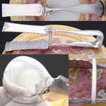 Antique French Sterling Silver 9" Asparagus or Pastry Tongs, Ornate Guilloche Style Pattern