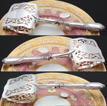 Antique French Sterling Silver Handled 10" Pastry or Asparagus Tongs, Bow & Ribbon, Acanthus